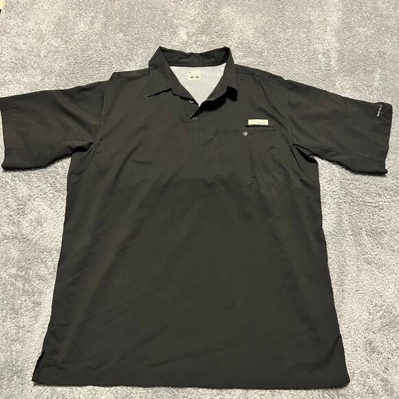 Columbia PFG Polo Shirt Mens Large Black Performance Vented Fishing * - Picture 1 of 9